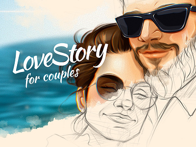LoveStory amoure couple couples dribbbleinvite illustration invite love love story odesa sea sea side ukraine
