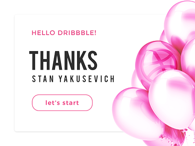 Hello Dribbble balloon banner branding dribbble hello pink start ui