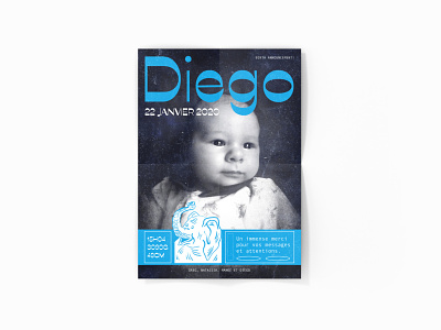 Birth announcement for the little Diego baby poster birth birth announcement black blue flyer flyer design graphic design graphicdesign illustration mockup poster portfolio poster poster art poster design typography vintage vintage design