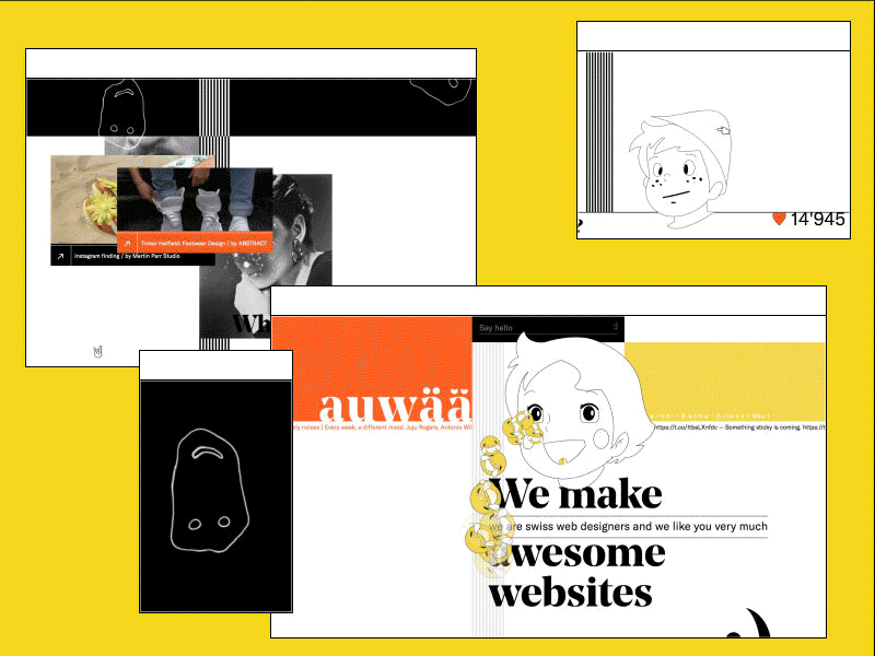 Auwää studio, a swiss style on acid animation gif illustration studio swiss typography ui ux web webdesign website