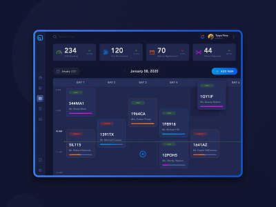 Booking Management admin booking calendar dark theme desktop interface management schedule tablet ui ux