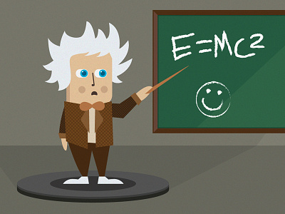 The Professor chalkboard einstein flat formula illustration old professor scientist