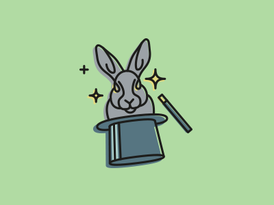 It's a kind of rabbit flat hat icon illustration line icon magic rabbit stars