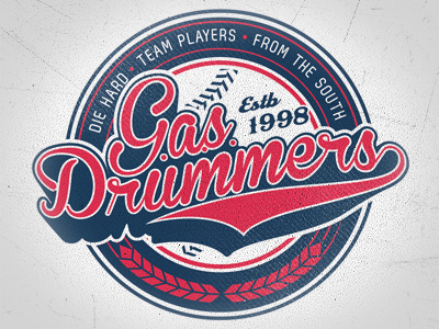 G.A.S. Drummers badge ball baseball crest logo tshirt vintage