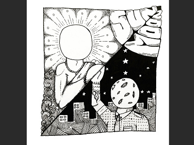 Sunmoon illustration contrast divided illustration inktober sunmoon