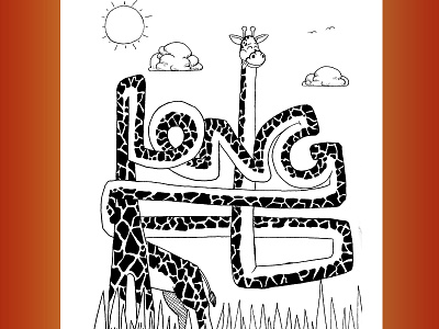 Long Illustration funny giraffe hand drawn ink inktober long
