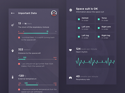 Spacesuit Application app astronaut design devchallenge interface mobile product space suit ui ux