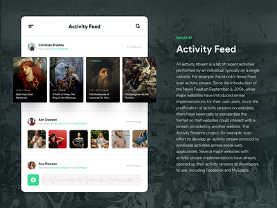 Daily UI challenge #47 — Activity Feed 47 activity activity feed app dailyui design feed interface product sketch typography ui uichallenge uiux userexperience userinterface ux vector web white