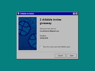 2 Dribbble Invites 2 98 design desktop dribbble dribbble invitation dribbble invite invitation invite invite design invite giveaway invites pixel ui ux web webdesign win98 windows windows98