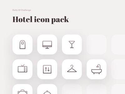 Daily UI challenge #55 — Icon set adobe brown dailyui design hotel icon icon set iconography illustrator light linear pack photoshop product set sketch ui ux vector white