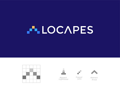 Locapes - Logo Design abstract app arrow branding clean creative logo data design flatdesign geometric icon lighthouse logo logo startup technology vector ventures