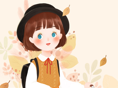 Autumn autumn design drawing fall girl illustration