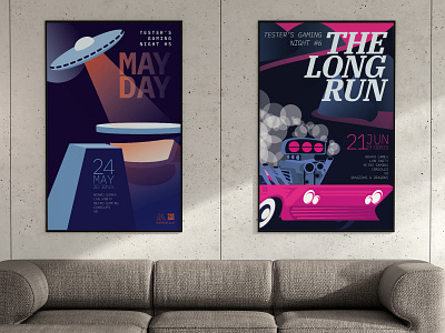 may day & the long run illustration muscle car poster poster series ufo