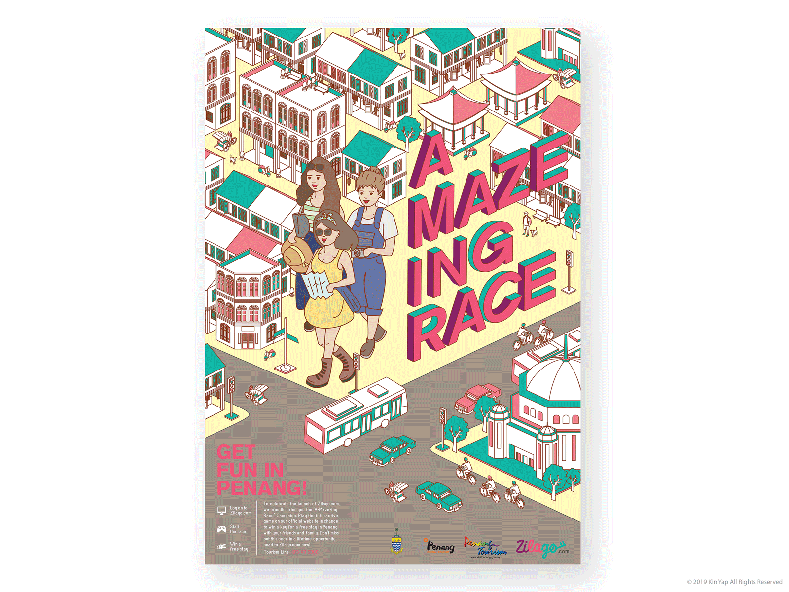 A-maze-ing Race Poster Design campaign design graphic design illustration illustration art lines malaysia malaysian penang poster poster design tourism typography vector