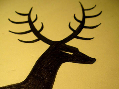 Dama Dama animal antlers art black deer hand drawn illustration marker primitive wildlife