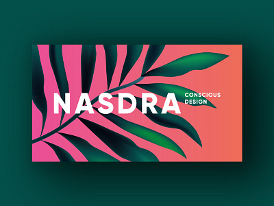 Logo and business card for NASDRA Conscious Design brand branding business card green identity logo nasdra pink plant