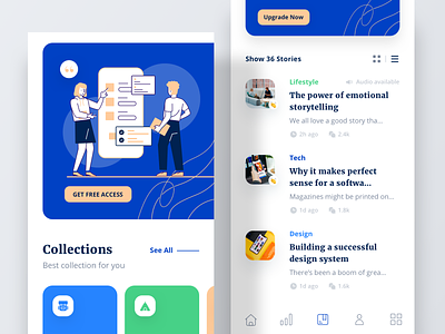 Bacao – News UI Kit app article dashboard design graphic header icon illustration landing mail marketing medium news newsfeed onboarding typography ui ux vector website