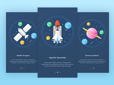 Space Program apollo design flat homescreen illustration onboarding rocket space vector