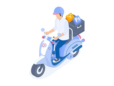 Fast Delivery Illustration advantage convert header illustration isometric landingpage onboarding photosop sketch ui website work