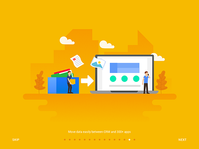CRM Web App Onboarding - Moving Data campaign crm dashboard flat gmail graphic mail marketing onboarding