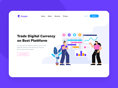 Cryptocurrency Header Illustration bitcoin branding cryptocurrency dashboard flat header illustration mail onboarding ui vector website