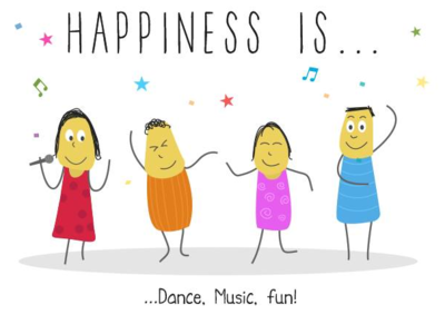Happiness Is charecter dance music illustration