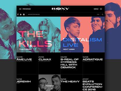 CLUB ROXY club design homepage music page uidesign web webdesign