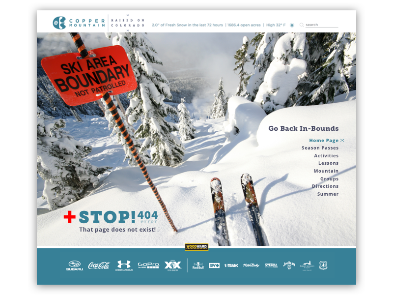 Copper Mountain Website 404 Error Page 