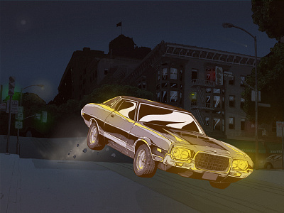 SAN FRANCISCO NIGHT car drive fast grand torino run illustrator photoshop san francisco