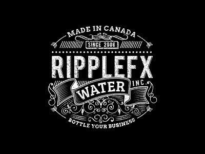Typographic Design for RippleFX water inc. bottle bottle label circle creative design florish hipster logo packaging retro rugged typography vintage water