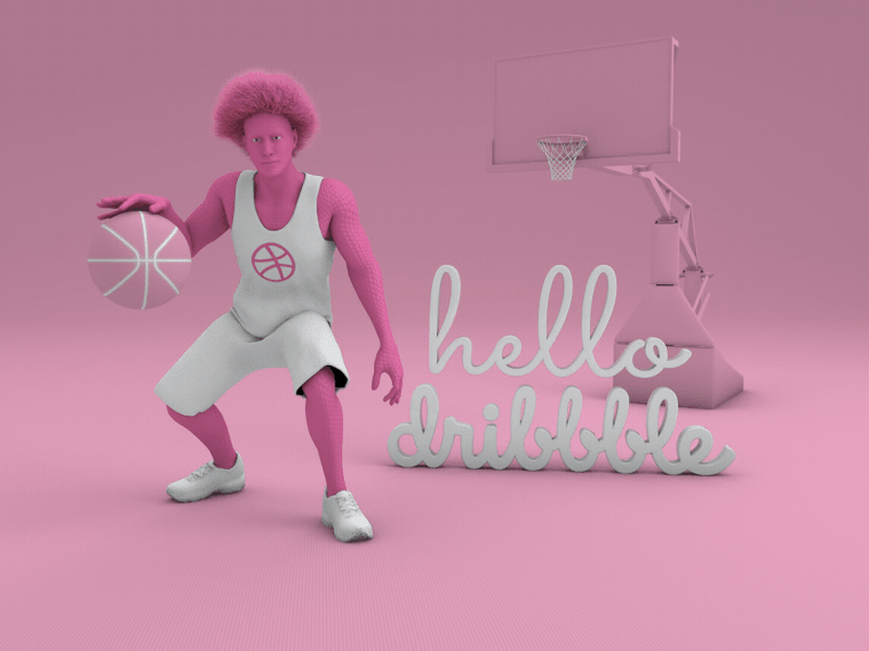 Hello Dribbble after effect animation basketball c4d hello dribbble motion capture motion design