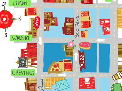 Lancaster City map city cute hand drawn digital map whimsical