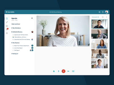 Boardable's Virtual Boardroom interaction design nonprofit ui video video conference