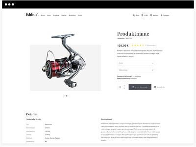 Product page eCommerce concept for fishing tackle app design exploreui flat graphicdesign minimal product sketchapp ui uidesign ux webdesign