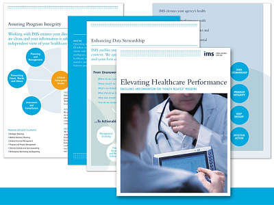 IMS Health Branding Brochures blue branding brochure design flyer graphic design health healthcare logo