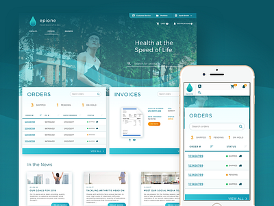 Epione Pharmaceuticals b2b e commerce interactive pharma responsive sketch ui design