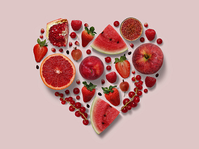 Fruit Heart Flatlay flatlay flatlays fruit fruity generator heart isolated mockup red scene valentines valentinesday