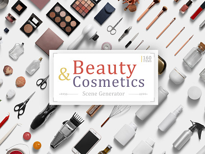 Beauty & Cosmetics Scene Generator barber beauty brush cosmetic cosmetics creator feminin isolated items makeup mock up mockup psd scene styling