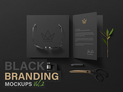 Black Branding Mockups Vol.2 black book box box mockup brand mockup branding business card corporate flatlay gold greeting card identity mockup nature office paper printdesign shadows stationery