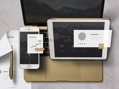 App / UI Kit Mockup 01 app app design app mockup apple branding elegant gold golden ipad iphone iphone 6 macbook mock up mockup psd responsive design template ui ui mockup uiux