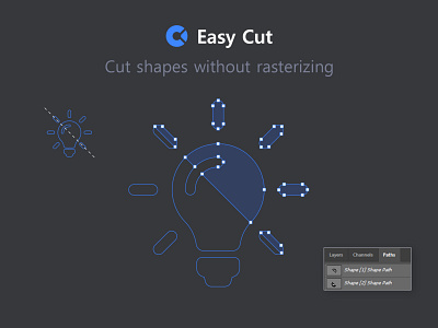 Cut Shapes in Photoshop without Rasterizing addon automate blue cut shapes cutting easy cut extension layer cut optimize panel path photoshop addon plugin scissors script split workflow