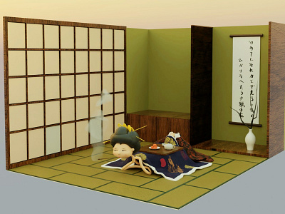 Rokurokubi 3d 3d art 3d illustration blender character design design graphic design yokai