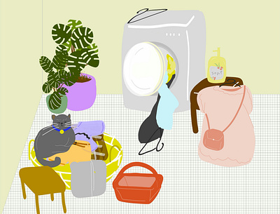 Laundry Day cats character design design digital illustration graphic design illustration