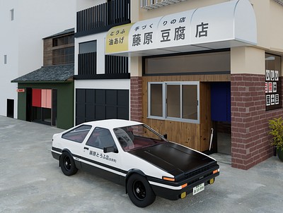 Panda Trueno 3d 3d art 3d illustration 3d render blender car modelling design digital illustration fan art manga render