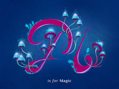 M is for Magic design drawin graphic design illustration magic magic mushroom mushrooms procreate typography