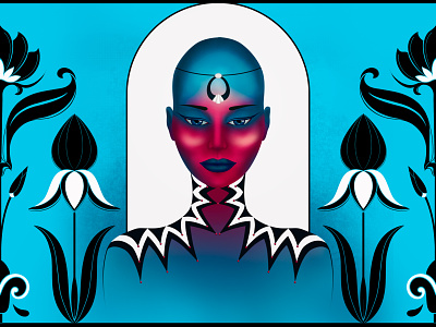 The Queen of Spades decor digitaldrawing drawing face floral girl graphic design illustration ornaments portrait procreate