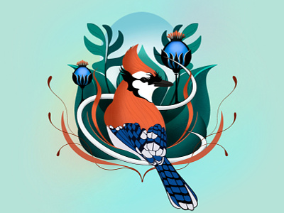 fear bird design floral illustration poster procreate
