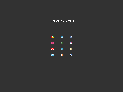 Micro Social Buttons buttons declicious dribbble facebook feed flickr forrst google mail micro plus rss set skype social twitter vimeo youtube