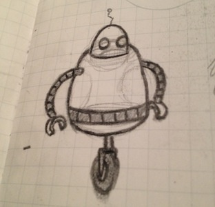 Sketching a new pal illustration robot sketch
