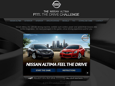 Nissan Altima Game Challenge art direction ui website